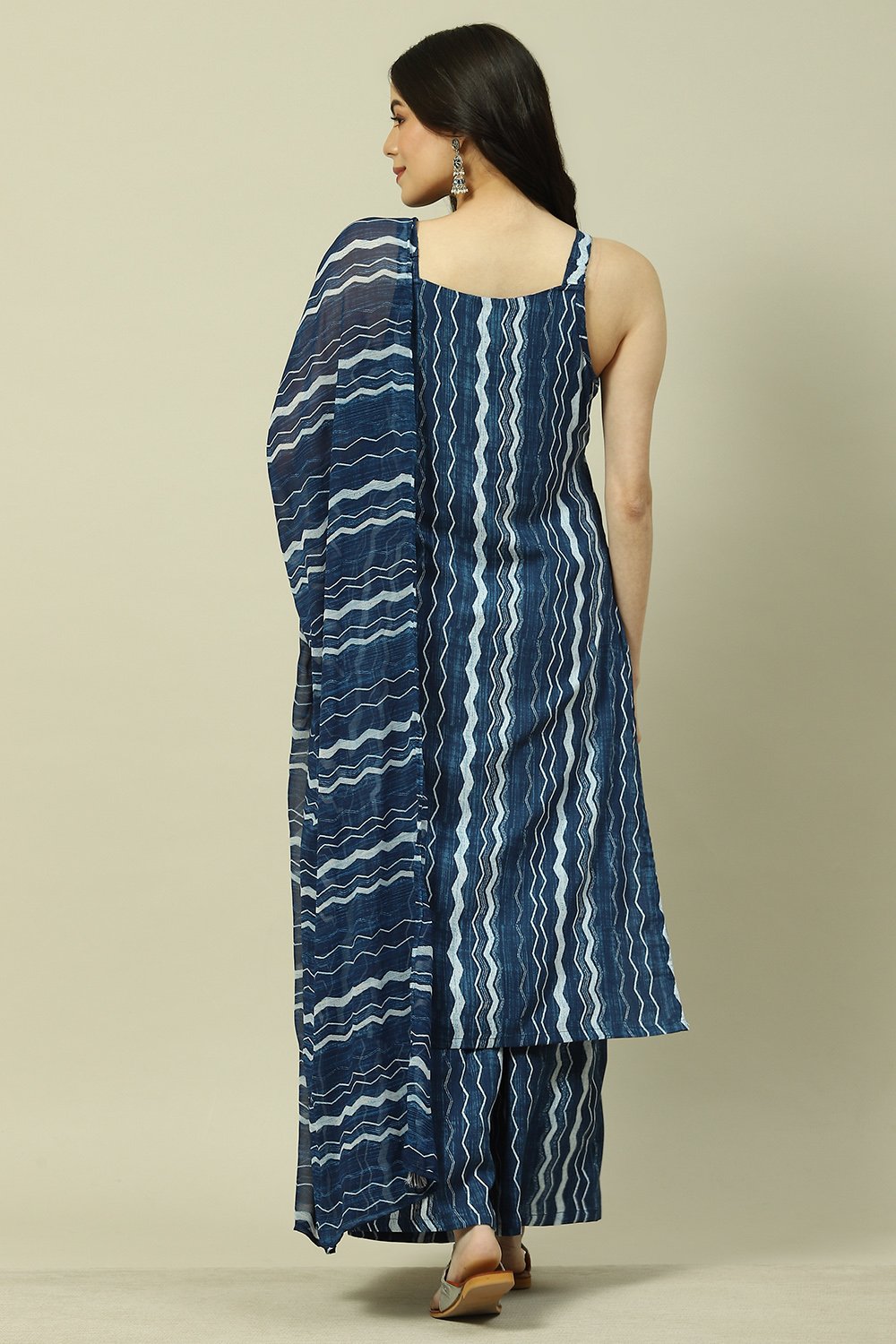 Indigo LIVA Straight Kurta Suit Set image number 5